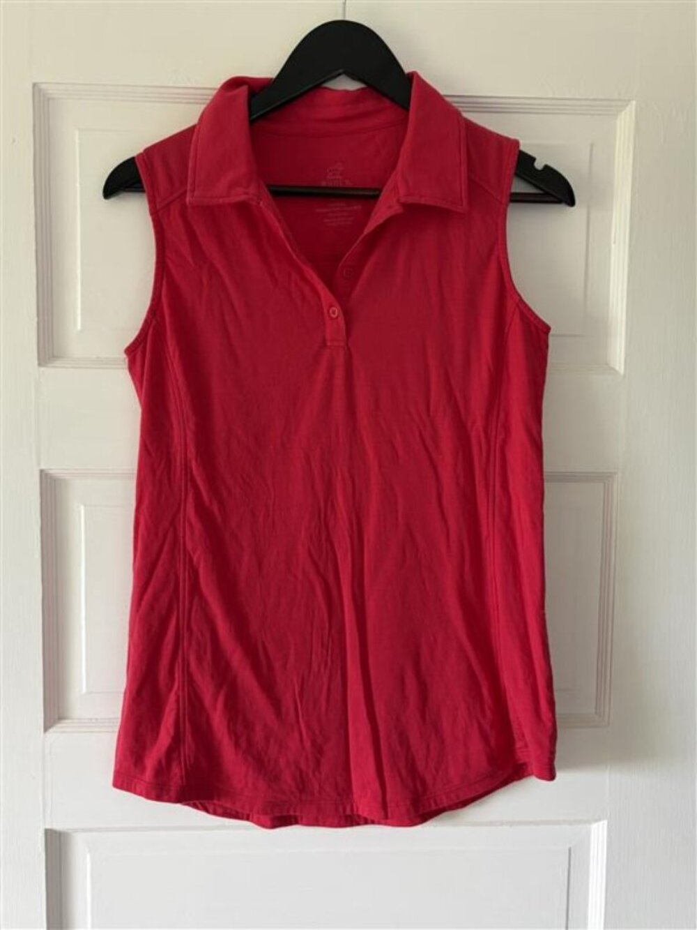 Woolx Rosie Collard Polo Tank Top - Viva Magenta Color